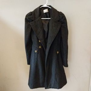 Grey Peplum Swing Coat Warm Jacket Small